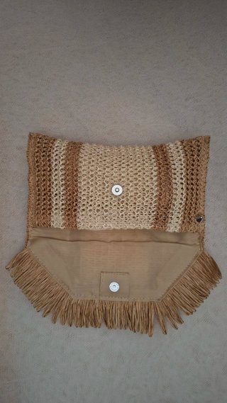 Cartera de mano fiesta beige y marrón