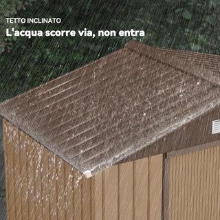 Caseta De Jardín 2.5M² en Acero Galvanizado Con Base y Salidas de Aire, Cobertizo para Herramientas Con Techo Inclinado, Doble Puertas Correderas Bloqueables, 213X130X185 Cm, Amarillo