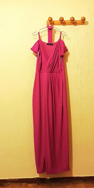 Vestido largo fiesta rosa (buganvilla)
