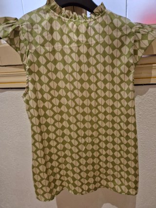 Blusa Sfera manga corta verde y beige Talla S