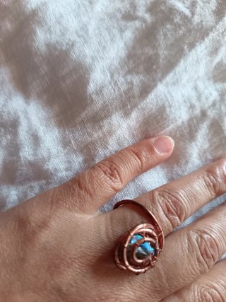 Anillo artesanal Cobre 100% y Labradorita