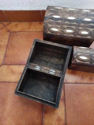 Juego 3 Cajas Madera Decoradas
