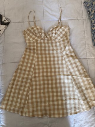 Vestido corto Zara cuadros beige