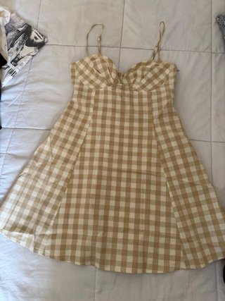 Vestido corto Zara cuadros beige