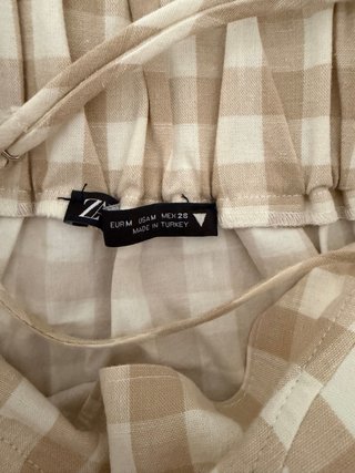 Vestido corto Zara cuadros beige
