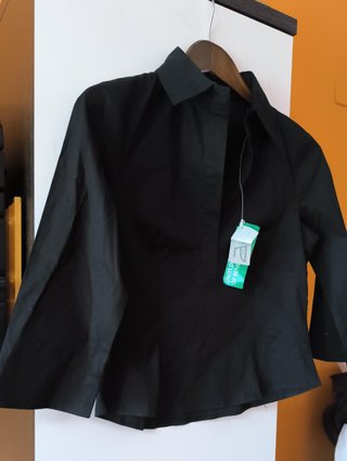 Camisa Benetton negra manga francesa Talla XS