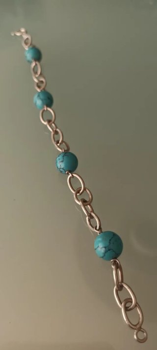 Pulseira Vintage Prata e Turquesas