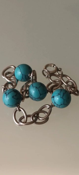 Pulseira Vintage Prata e Turquesas