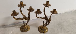 Pareja Candelabros Bronce Antiguos