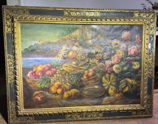 Dipinto Olio su Tela Natura Morta Antico Firmato