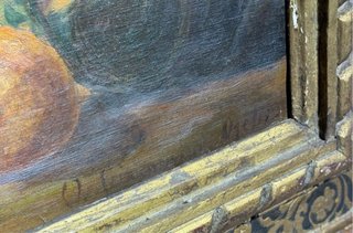 Dipinto Olio su Tela Natura Morta Antico Firmato
