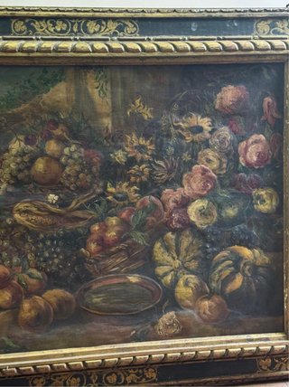 Dipinto Olio su Tela Natura Morta Antico Firmato
