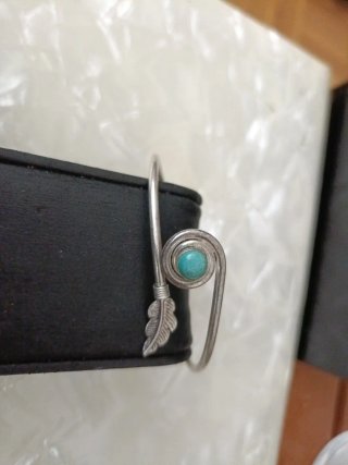 Pulsera Plata Turquesa Diseño Pluma