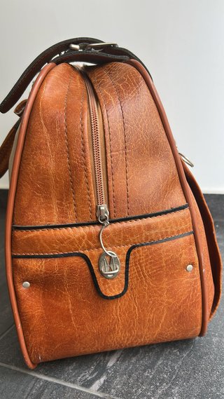 Bolsa de Viaje Piel Vintage Beige/Marrón