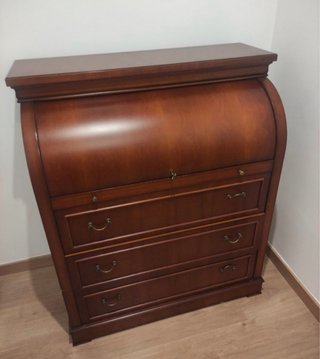 Bureau Escritorio antiguo de madera con tapa piel