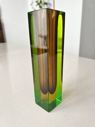 Jarrón cristal uranio de Murano  20cm vintage