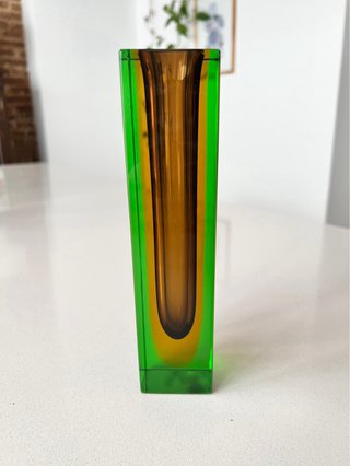 Jarrón cristal uranio de Murano  20cm vintage