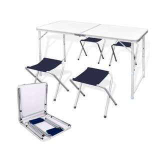 Mesa plegable 120x70x60 cm y 4 sillas