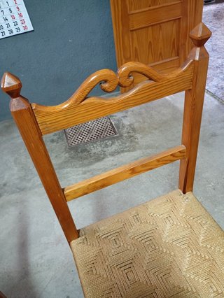 Juego 4 sillas madera y yute