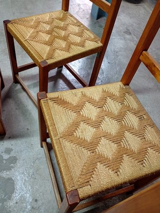 Juego 4 sillas madera y yute