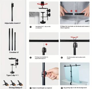 Soporte T Ajustable para fotografía + Fondos