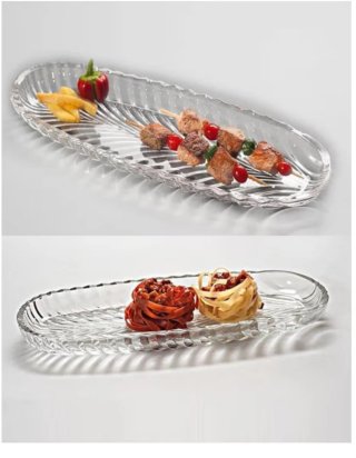 4 Platos Meze Cristal Tallado
