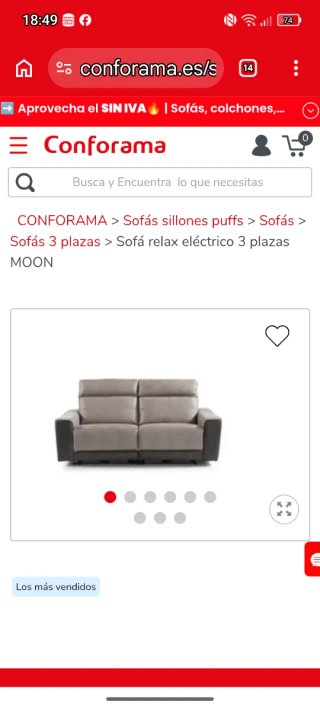 Sofá relax eléctrico 3 plazas MOON