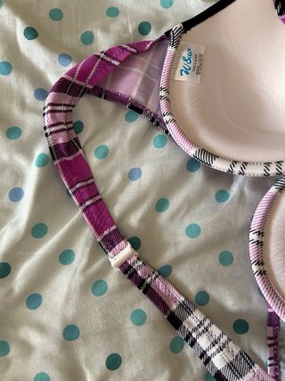 Sujetador bikini estampado cuadros