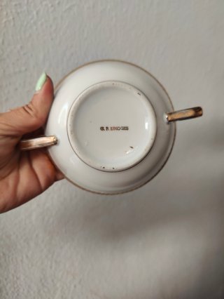 3 Tazas Consomé Bidasoa Limoges Vintage Doradas