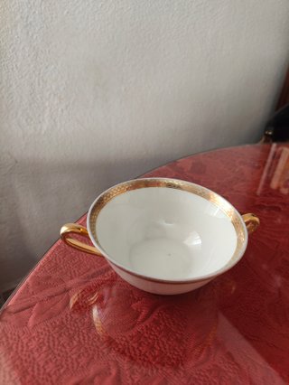 3 Tazas Consomé Bidasoa Limoges Vintage Doradas