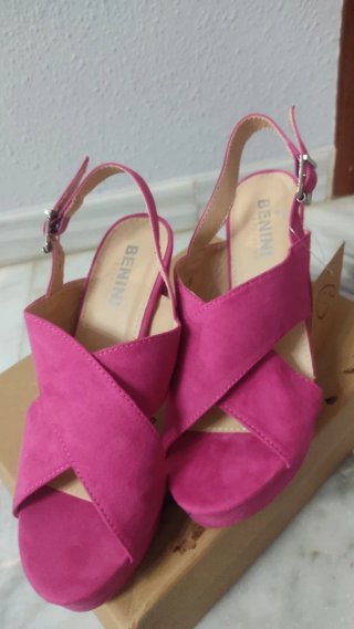 Zapatos de tacón plataforma Benini rosa talla 37