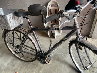 Bicicleta Trek con cesta y sillita niño