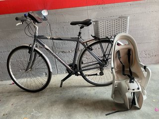 Bicicleta Trek con cesta y sillita niño