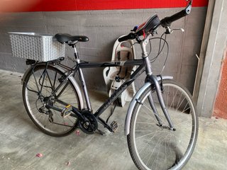 Bicicleta Trek con cesta y sillita niño