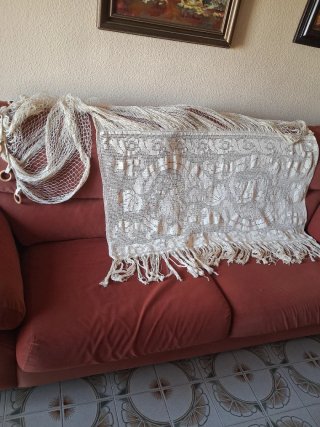 Cortina de malla beige