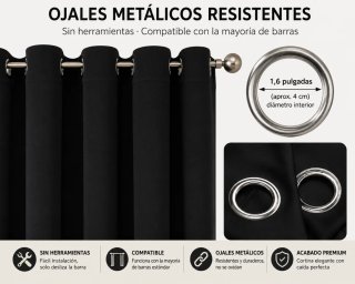 Cortina Opaca Térmica 150x210cm Negra-1 hoja