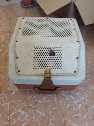 Giradischi vintage Schneider valigia marrone
