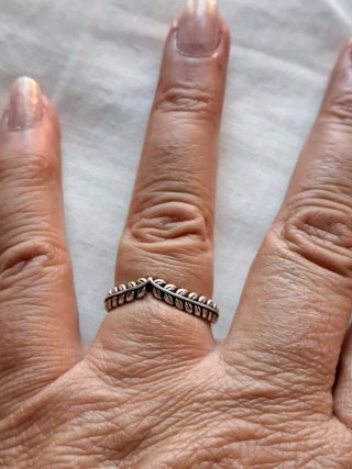 Anillo  estilo Pandora Hoja Plata