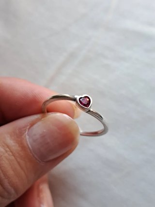 Anillo Corazón Rojo Plata Imitación Pandora
