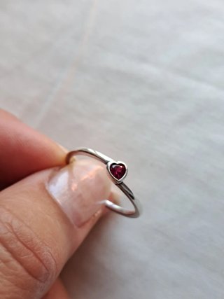 Anillo Corazón Rojo Plata Imitación Pandora
