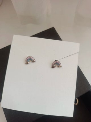 Pendientes plata niña arcoíris