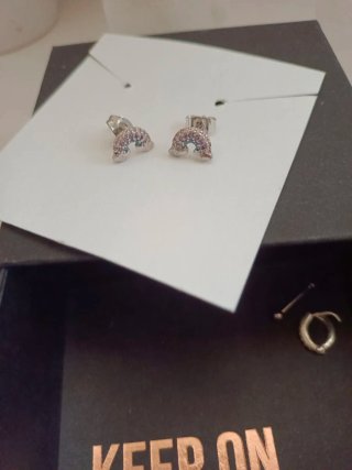 Pendientes plata niña arcoíris