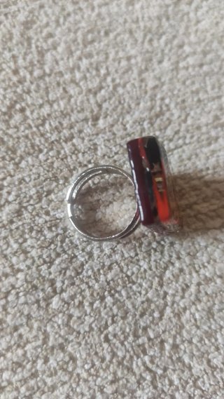 Anillo Ajustable Diseño Rojo y Dorado