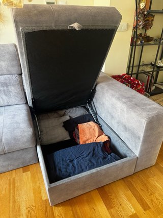 Sofá cama chaise longue gris 2 plazas