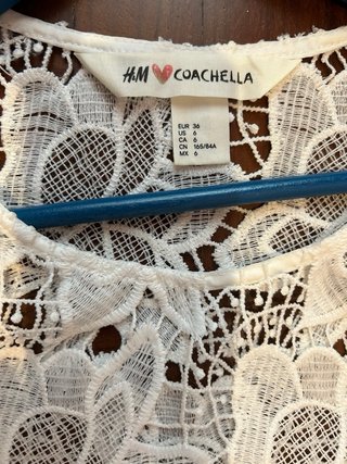 Top H&M Coachella pizzo bianco taglia unica