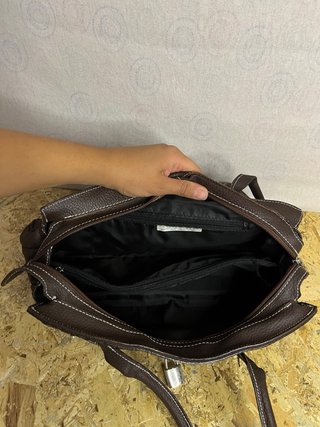Borsa vintage marrone in vera pelle  con lucchetto