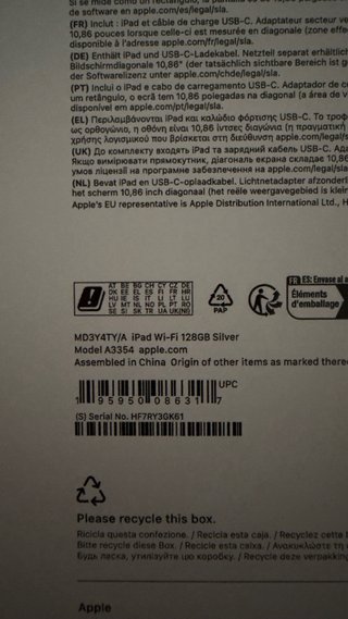 iPad A16 128 GB Argento