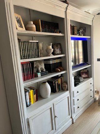 Librería madera blanca estilo rústico