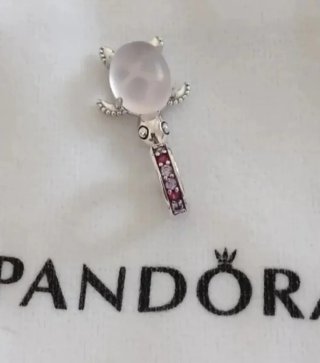 Charm Pandora tortuga marina rosa de murano  Plata