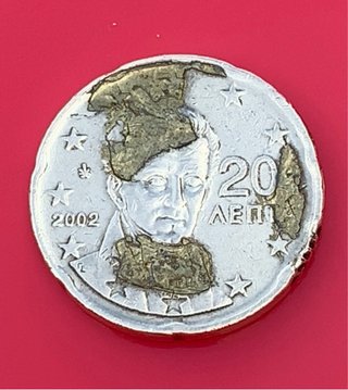 Moneda Grecia 20 Céntimos 2002 Errores